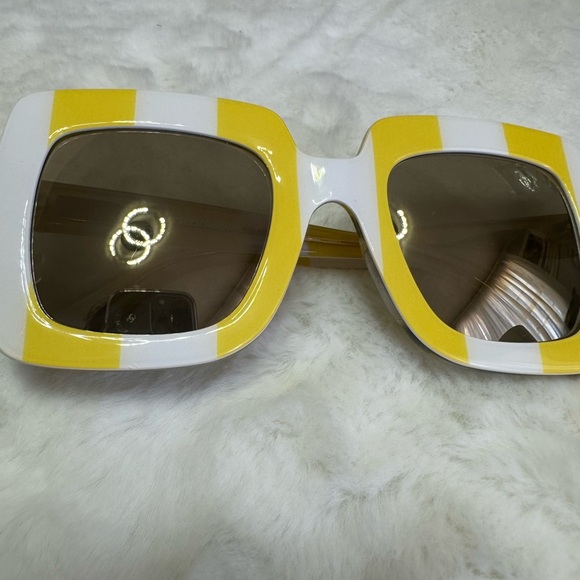 Dolce & Gabbana Accessories - Dolce gabbana Yellow and White Striped Square Sunglasses